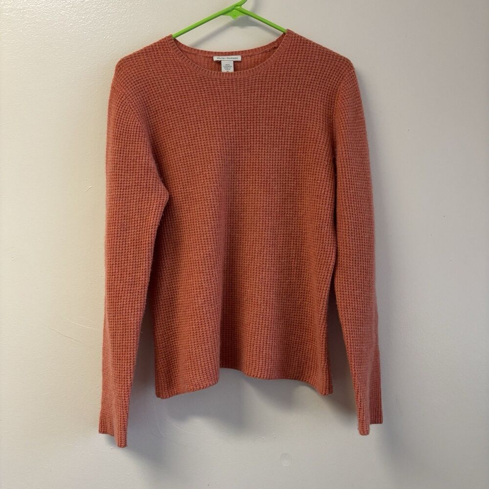 White + Warren Sweater Womens Medium Cashmere Crewneck Pullover Soft Knit Salmon